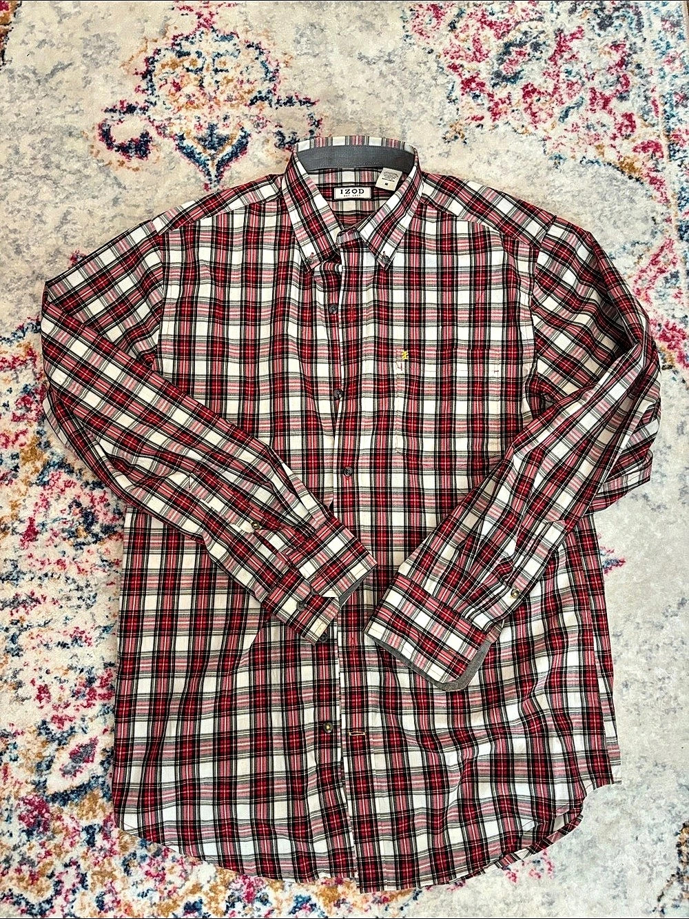 IZOD Men's Plaid Cotton Shirt Size Medium Like New
